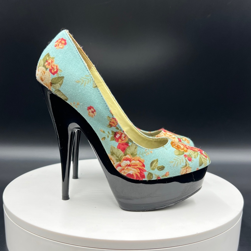 FRH Blue Floral Platform Heels